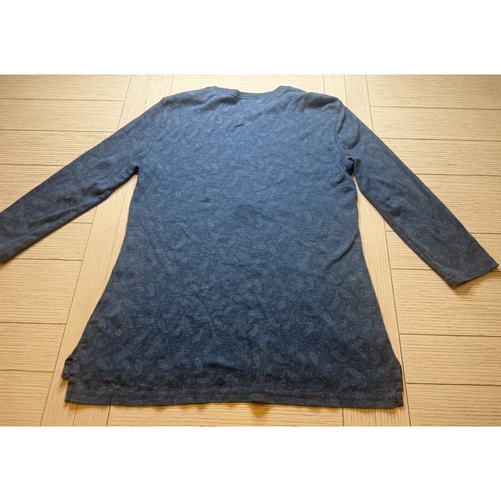 Chaps Women's Sz. M Navy Paisley‎ Print Long Sleeve Henley Shirt 100% Cotton - Picture 7 of 9